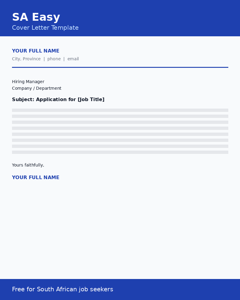 Free South African Cover Letter Template thumbnail